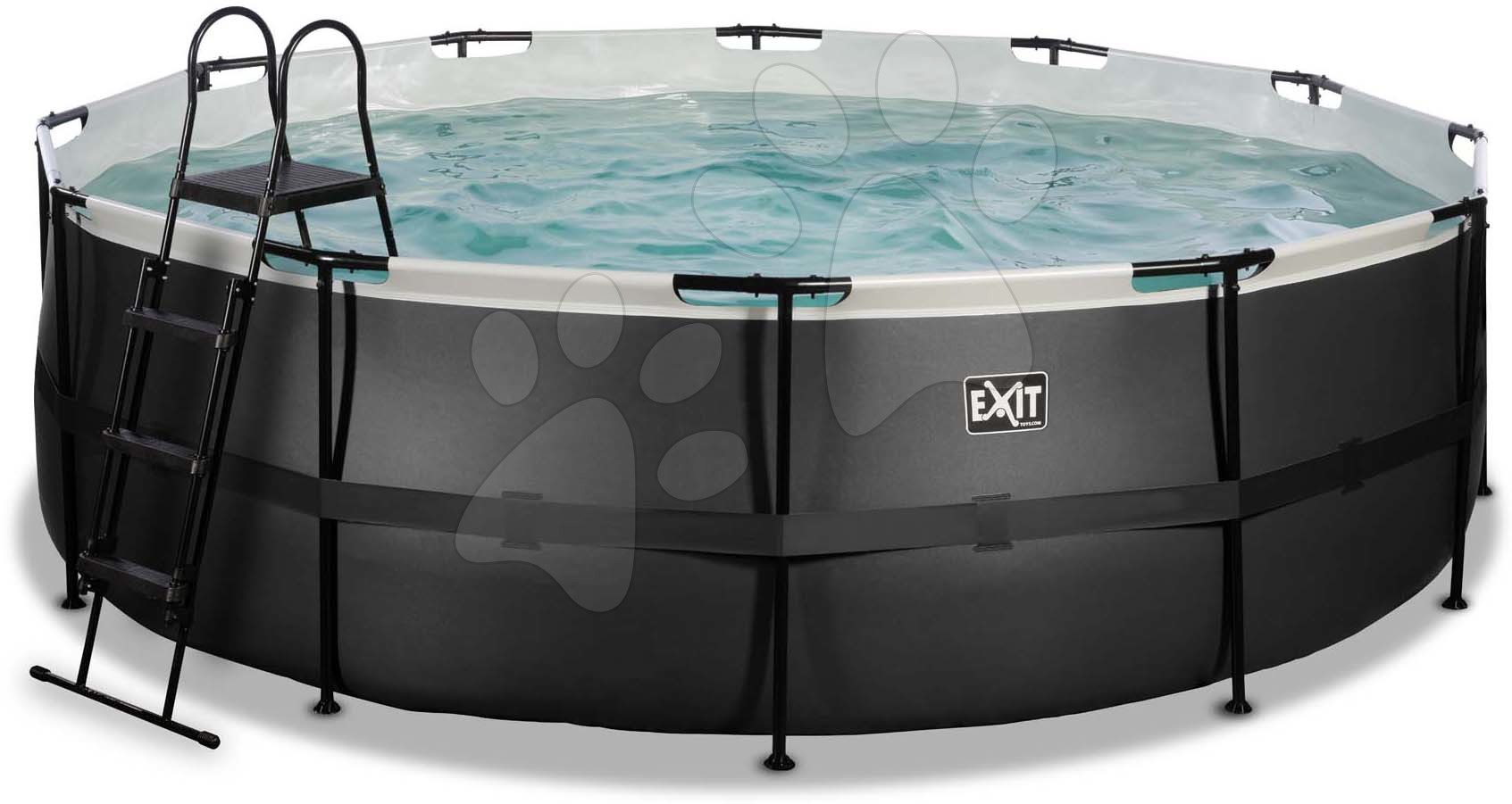 Medence vízforgatóval Black Leather pool Exit Toys kerek acél medencekeret 450*122 cm fekete 6 évtől