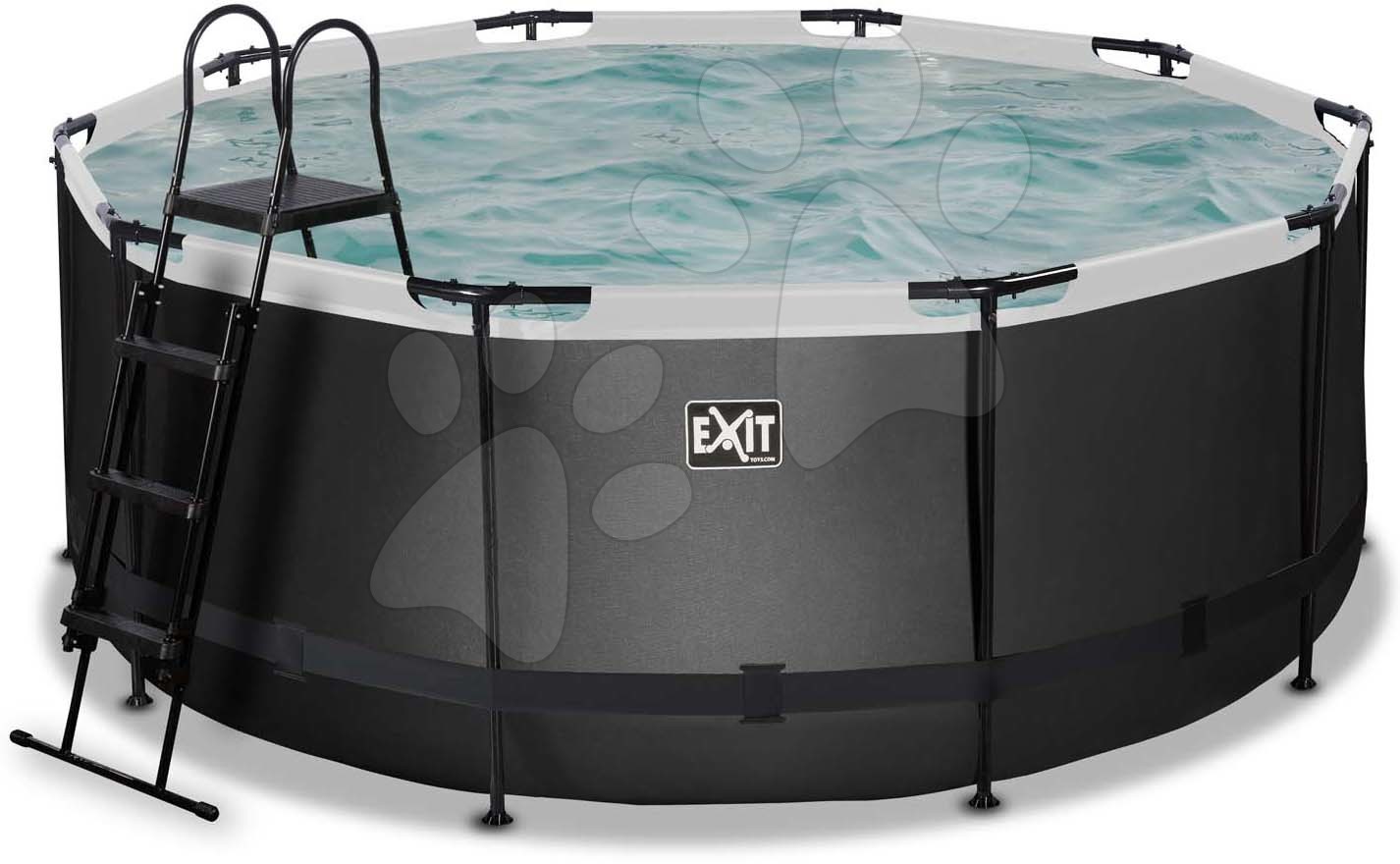 Medence homokszűrős vízforgatóval Black Leather pool Exit Toys kerek acél medencekeret 360*122 cm fekete 6 évtől