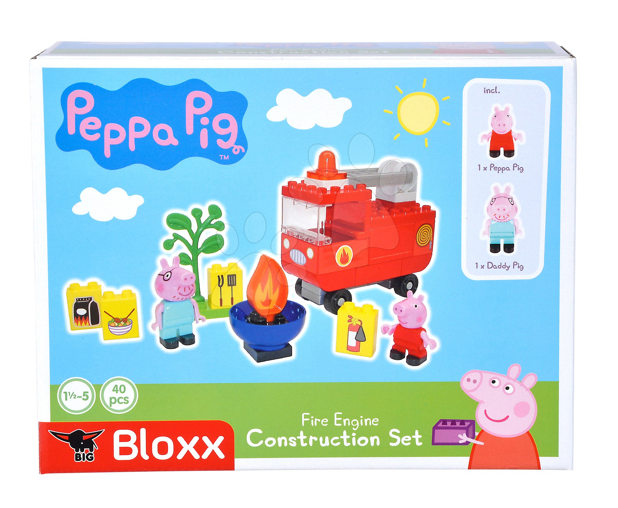 Építőjáték Peppa Pig Fire Engine PlayBIG Bloxx BIG Tűzoltókocsi  2 figurával 40 darabos 1