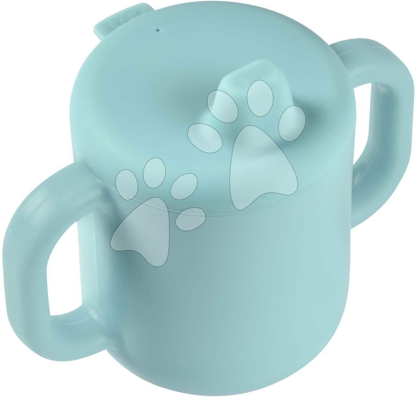 Hrnček pre bábätká Silicone Learning Cup Blue Beaba s vrchnákom na učenie sa piť od 8 mes modrý BE913524