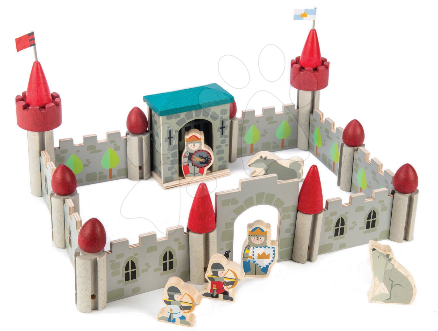 Fa Vérfarkas kastély Wolf Castle Tender Leaf Toys minden egyes alkalommal építs új épületet 40 darabos