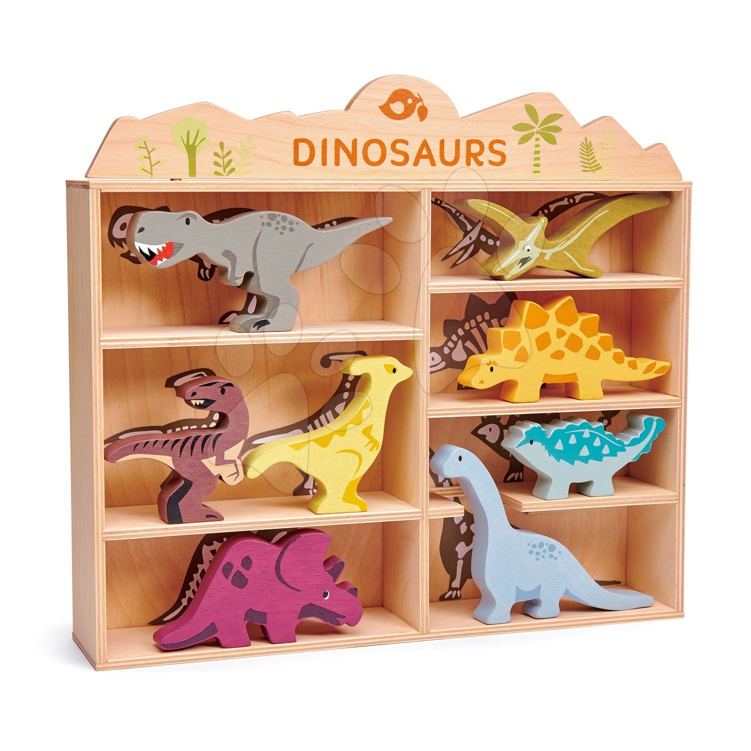 Fa ősállatok polcon 8 drb Dinosaurs set Tender Leaf Toys